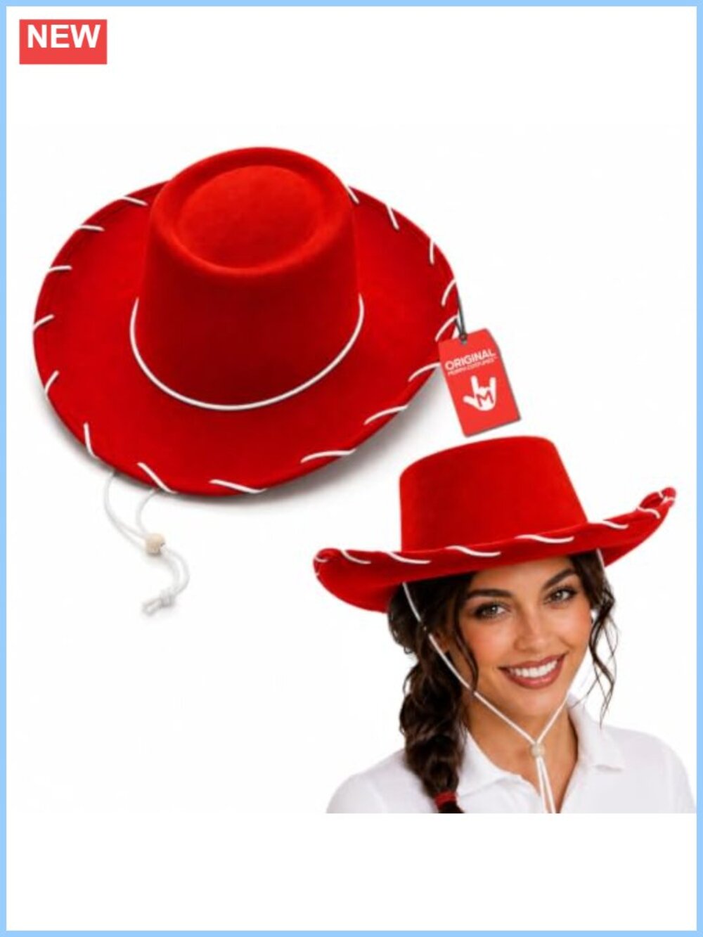 Western Cowboy Hat Felt Sheriff Costume Adjustable Chin Strap One Size